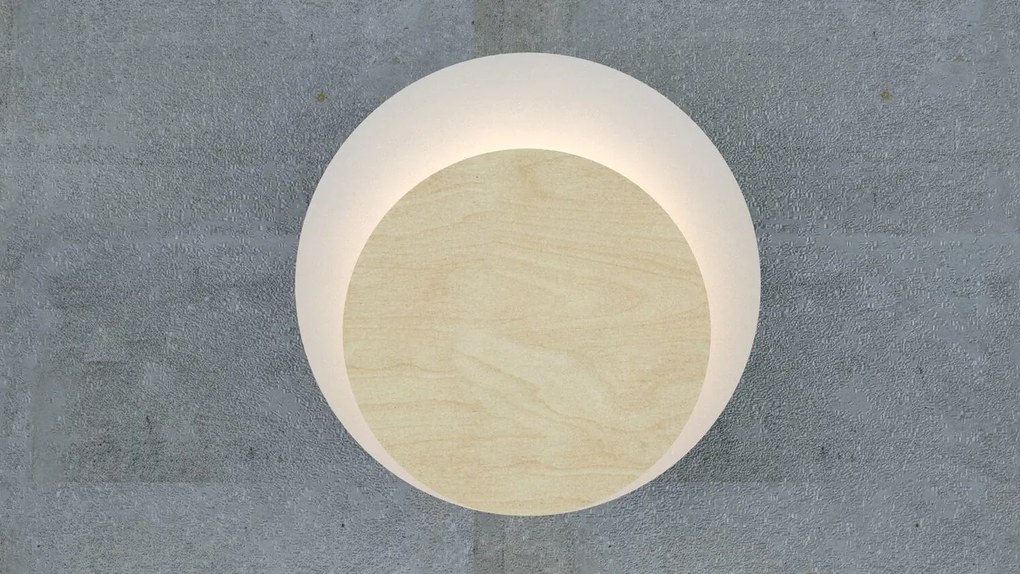 Applique da Parete Circle Bianca e in Legno Luce Indiretta Base G9
