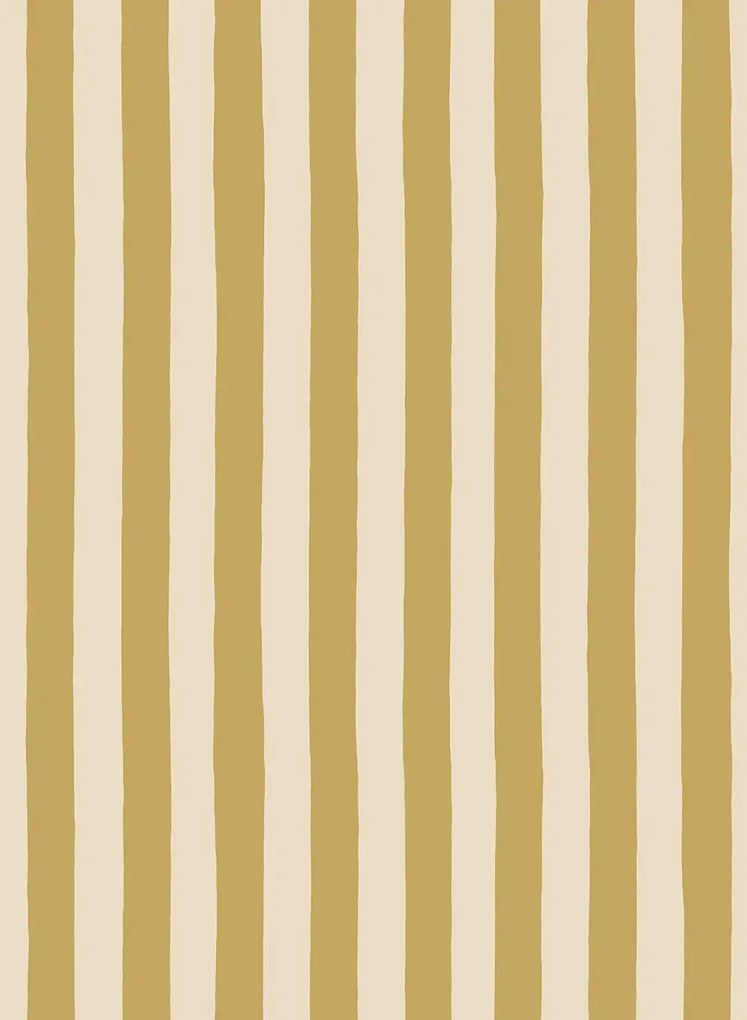 Josephine Munsey Carta da parati Medium Hand Painted Stripe - Summer Evening/ Parsnip