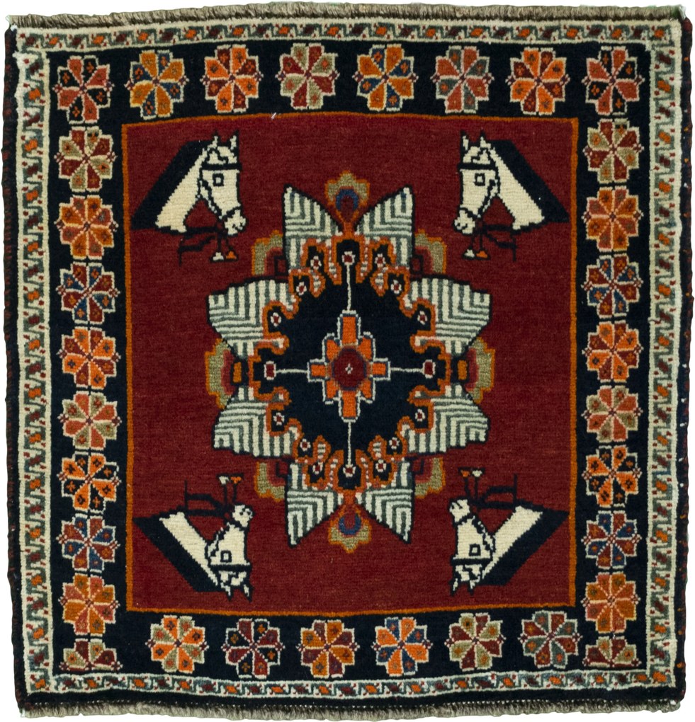 Shiraz Tappeto persiano 60 x 60 Rosso (Iran) Annodato A Mano