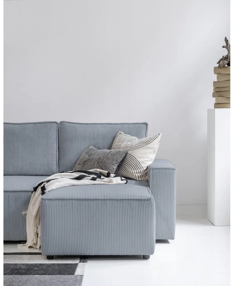 Divano letto angolare in velluto a coste grigio chiaro Brave Dave - Miuform