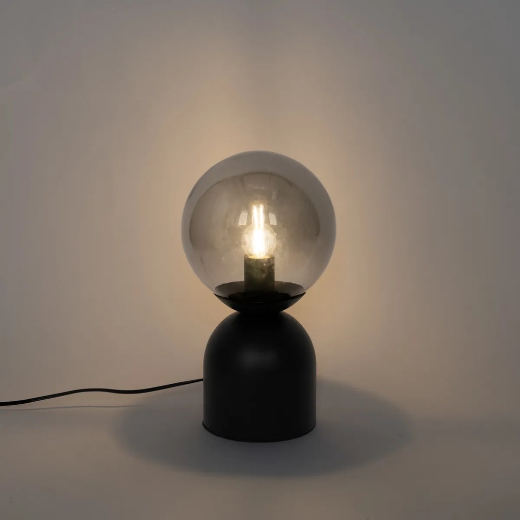 Lampada da tavolo Hotel Chic nera con vetro fumé - Pallon Trend