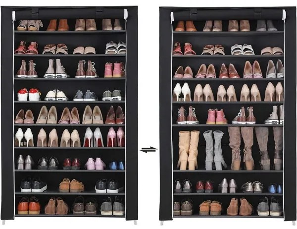 Armadio in tessuto con ripiani MATIS 100x162 cm, nero