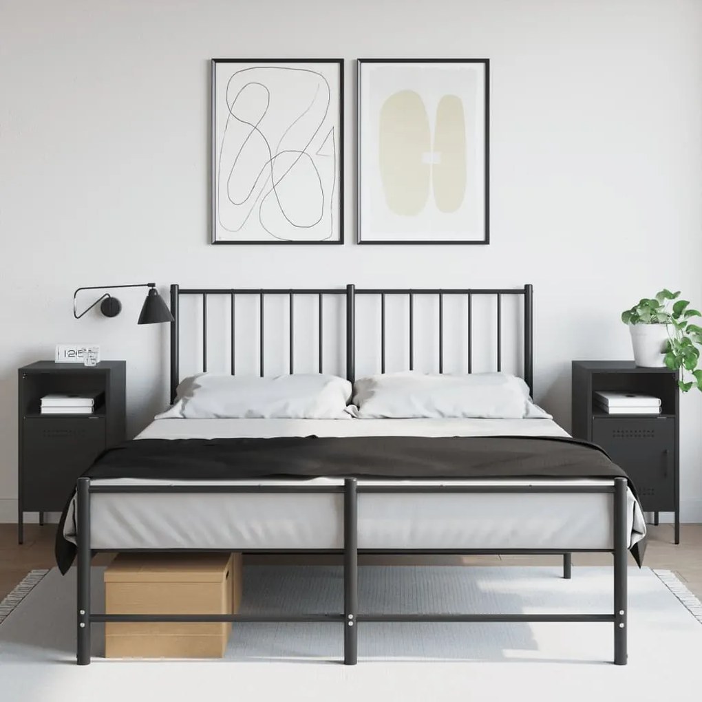 Comodini 2 Pz Neri 36x39x68 Cm İn Acciaio /
