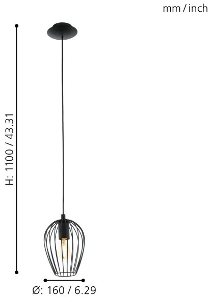 Eglo 49477 - Lampadario NEWTOWN 1xE27/60W/230V