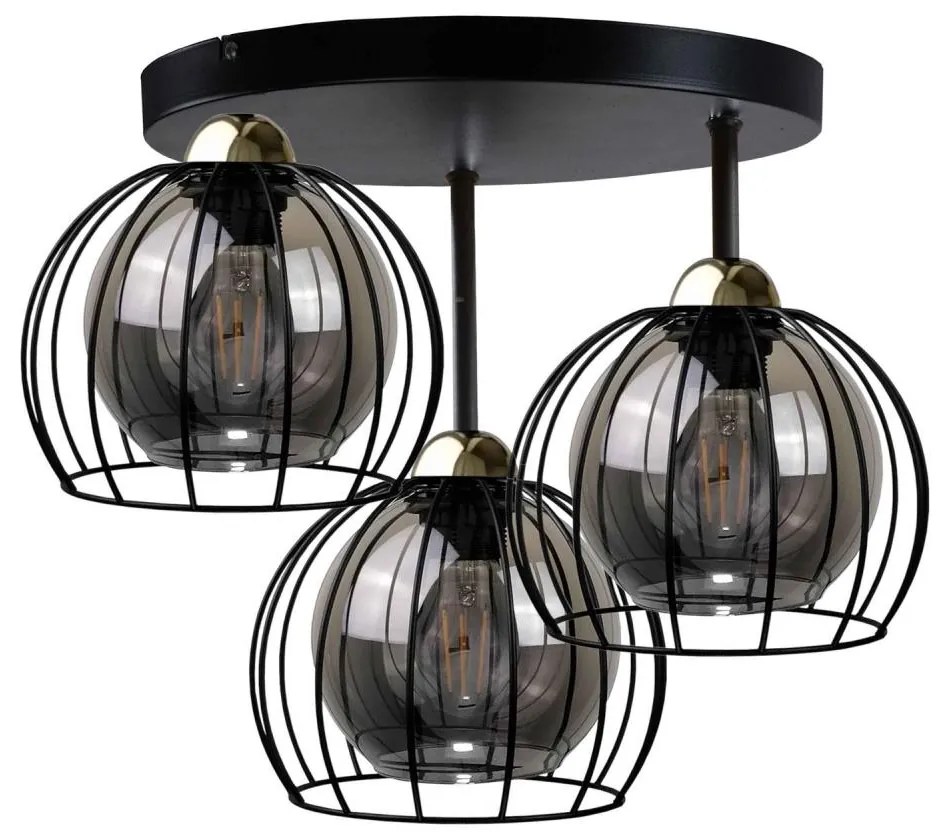 Lampadario a soffitto SOLO BLACK 3xE27/60W/230V Ø30 cm nero/oro