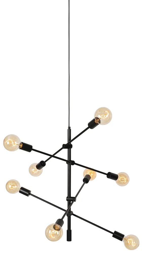 Lampada a sospensione industriale nera 8 luci - Sydney