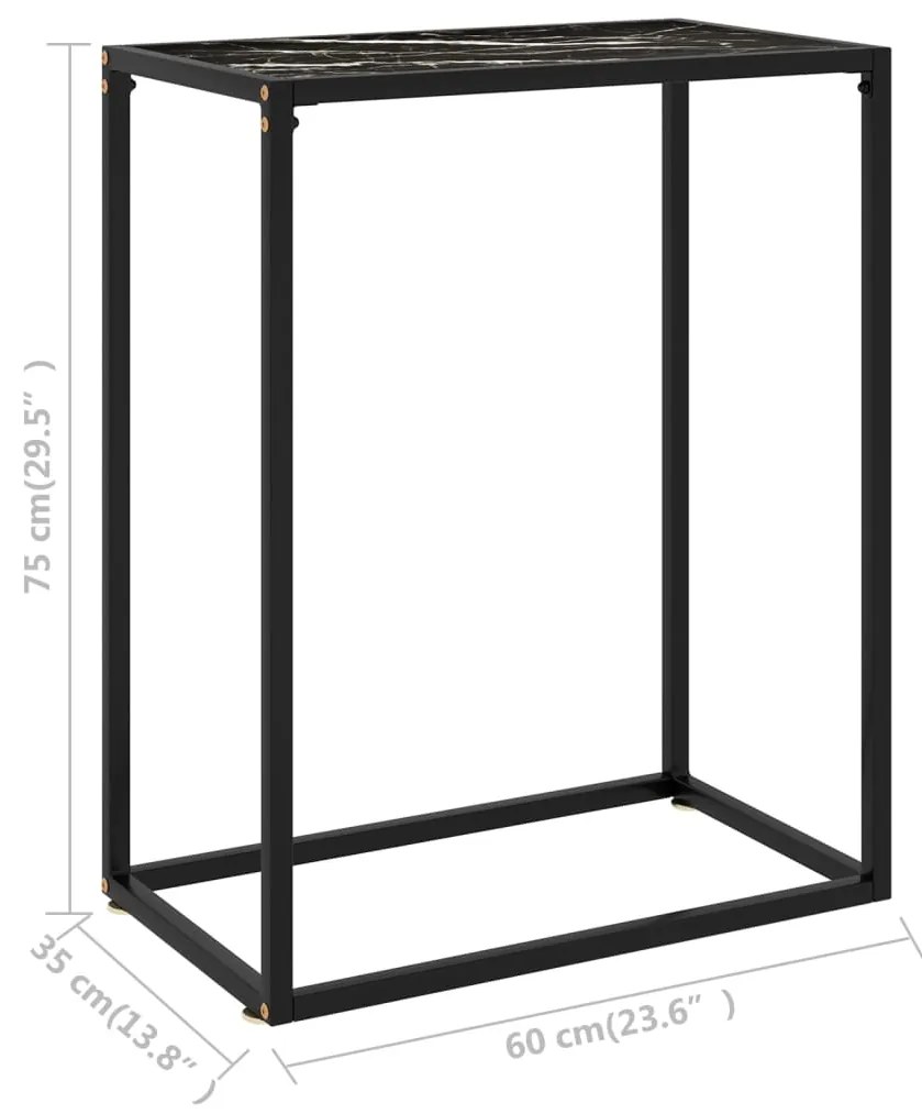 Tavolo Consolle Nero 60x35x75 cm in Vetro Temperato