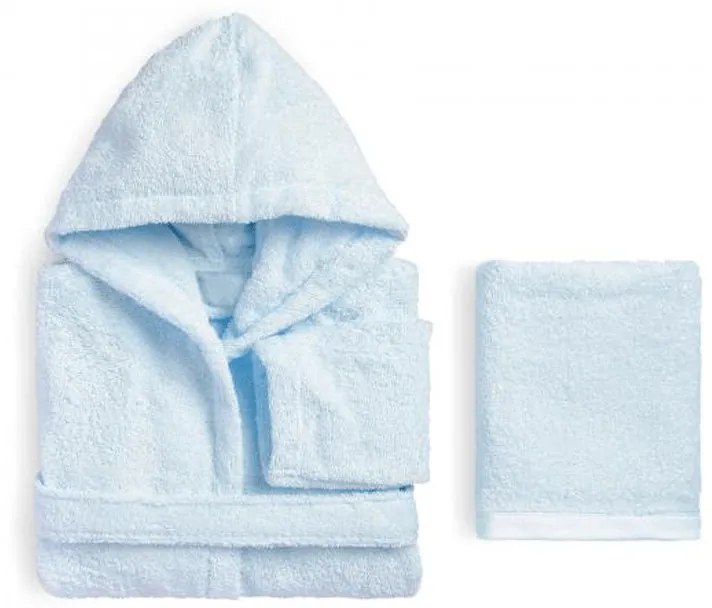 Accappatoio bambino e asciugamano in spugna Perla Biancoperla  Colore Azzurro, Dimensioni e Misure 11-12 ANNI