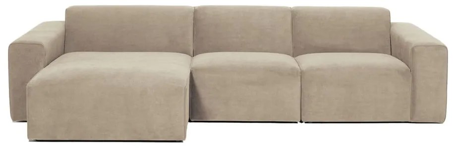 Divano angolare beige in velluto a coste (con penisola a sinistra) Sting - Scandic