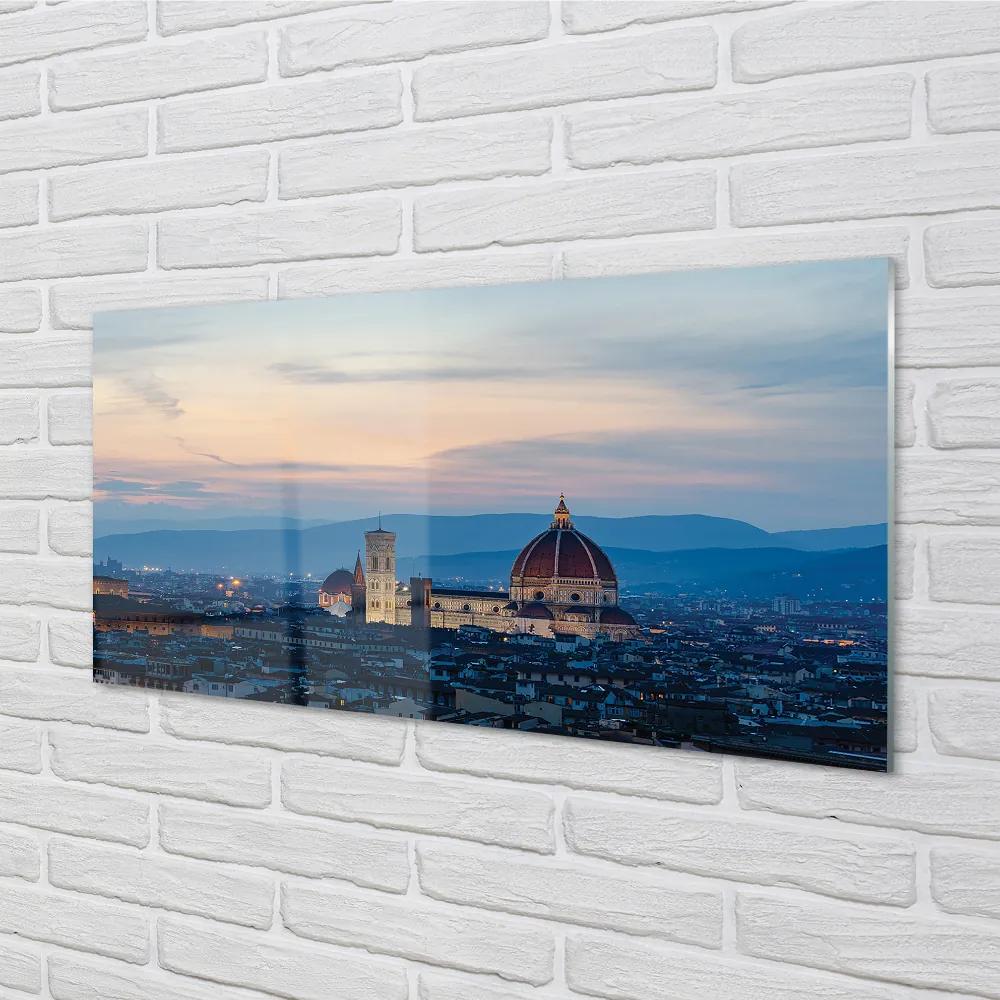 Quadro vetro acrilico Night panorama del dipartimento italiano 100x50 cm