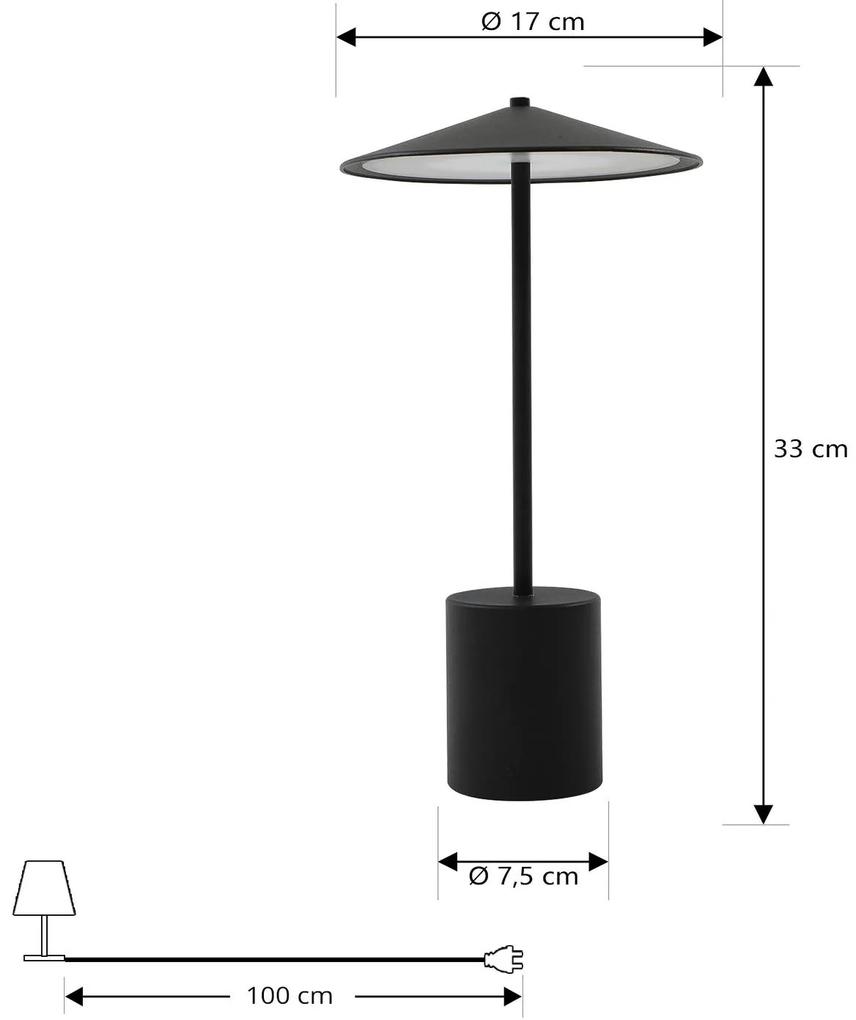 Lindby Ayva Lampada da tavolo ricaricabile a LED, dimmerabile, nero