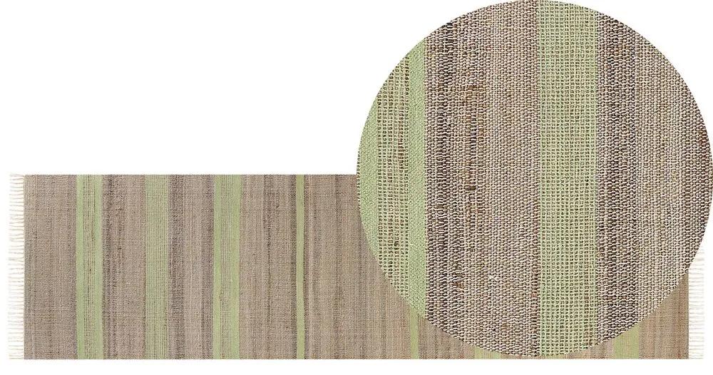 Tappeto iuta beige e verde chiaro 80 x 300 cm TALPUR Beliani