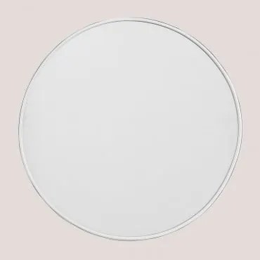Specchio da parete rotondo in metallo (Ø50 cm) Alnie Bianco - Sklum