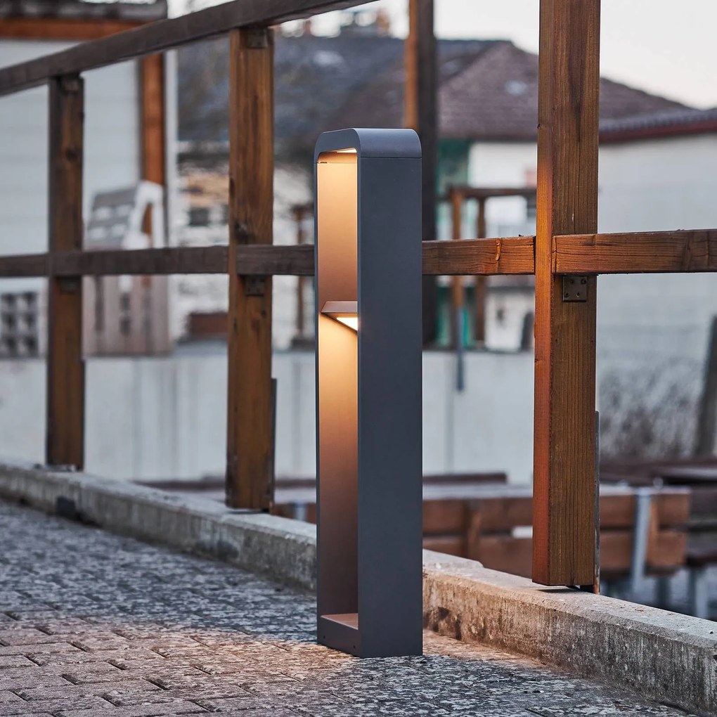 Lampioncino da giardino Darko Lindby, Alluminio / Grigio / Zincato, Alluminio, Moderno, Lampada LED da esterni