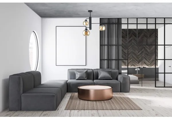 Lampadario a sospensione con supporto rigido FLEX 3xE27/60W/230V nero/fumé beige