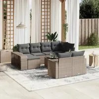 Set Divani da Giardino 11 pz con Cuscini in Polyrattan Grigio 3228910