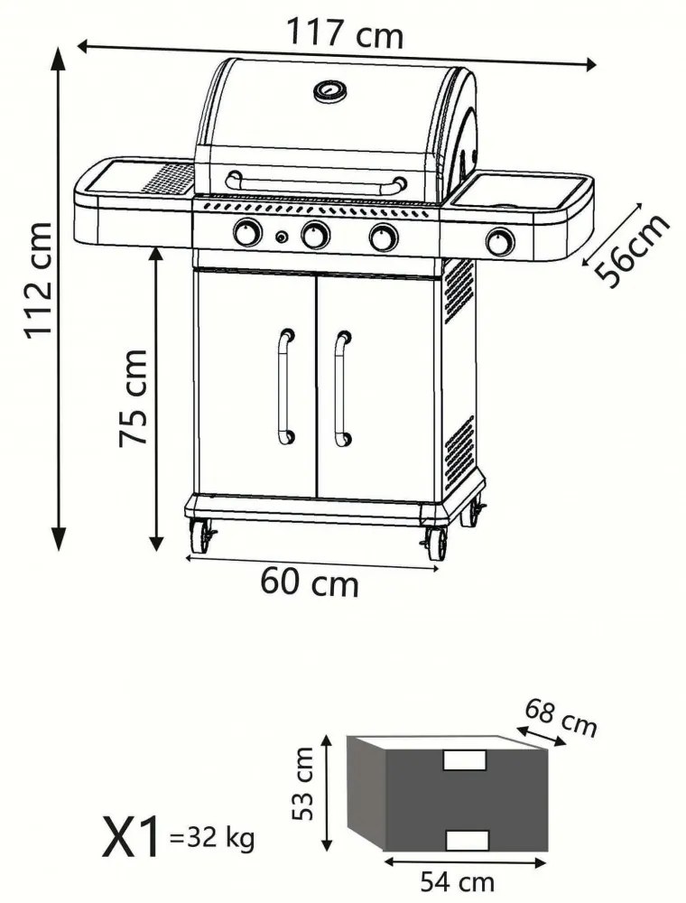 Barbecue a gas 4 bruciatori in acciaio