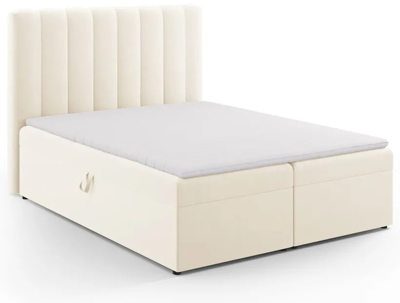 Letto boxspring beige con contenitore 160x200 cm Gina - Milo Casa