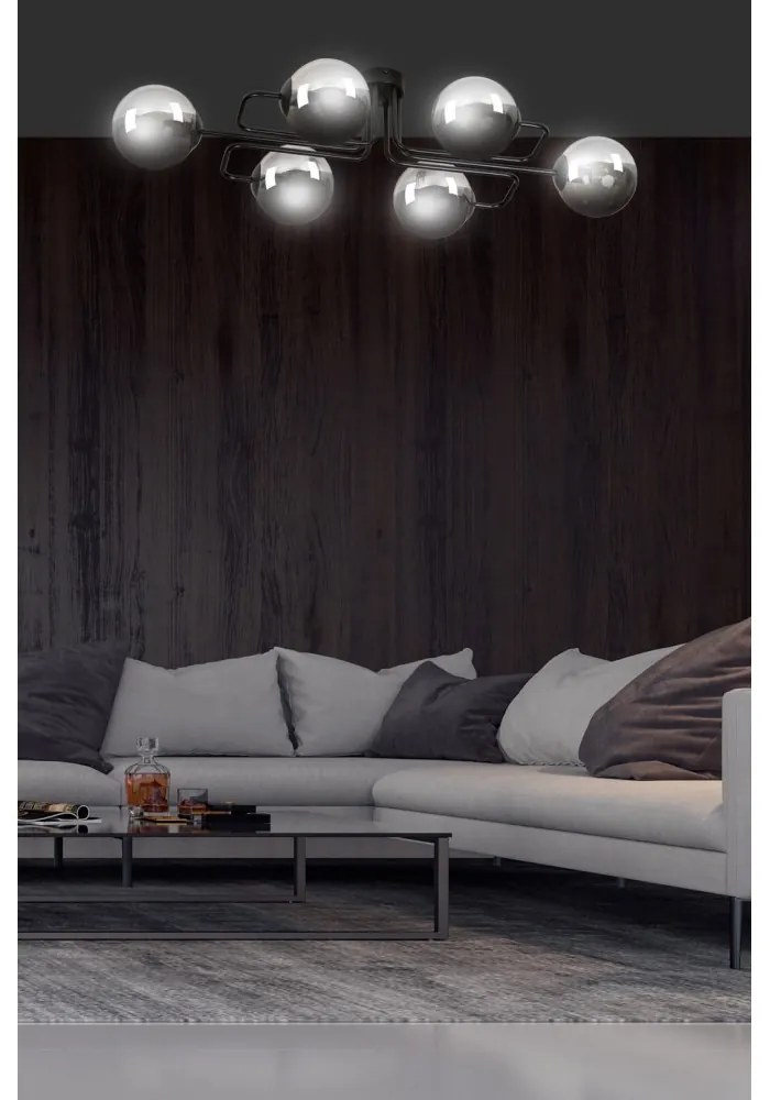 Lampadario da soffitto BRENDI 6 in acciaio e vetro 6xE14 Colore del corpo Grafite
