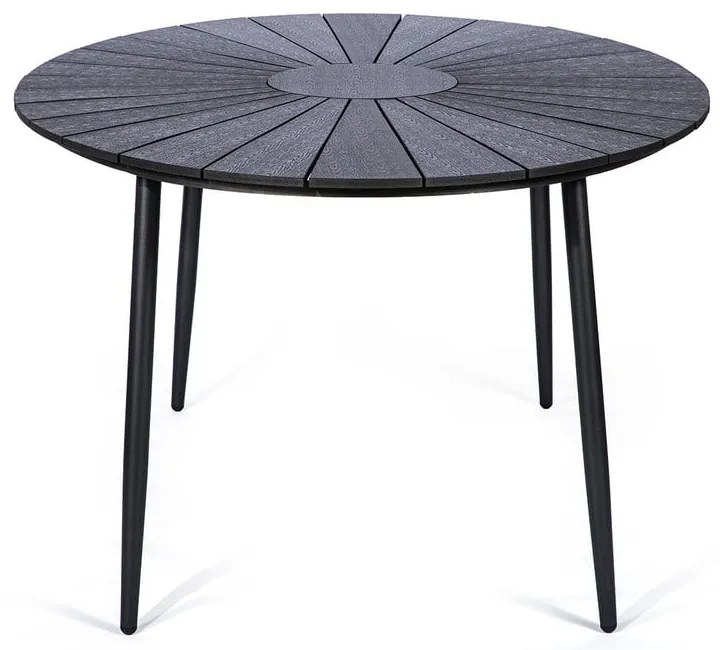 Tavolo da giardino nero con piano in legno d'arte, 190 x 115 cm Marienlist - Bonami Selection