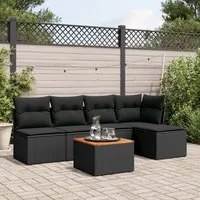 Set Divano da Giardino 6 pz con Cuscini Nero in Polyrattancod mxl 92959