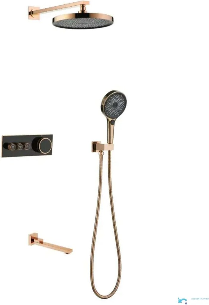 Sistema doccia termostatico a incasso ELITE EDITION BCS1603 con schermo, in più finiture tra cui nero e nero opaco — Rame - nero — Tre uscite