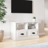 Mobile Porta TV Bianco Lucido 80x35x50 cm in Legno Multistrato 816282