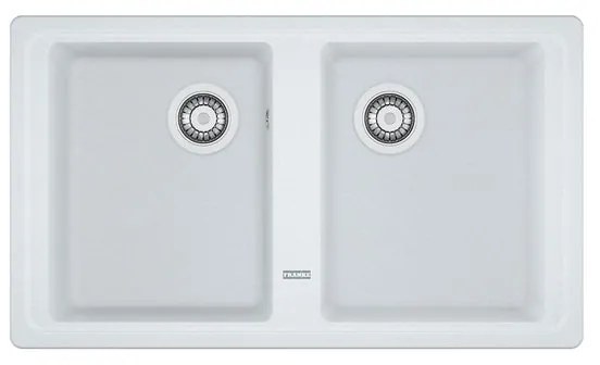 Lavello integrato 2 vasche FRANKE Boston fragranite L 50 x L 86 cm bianco