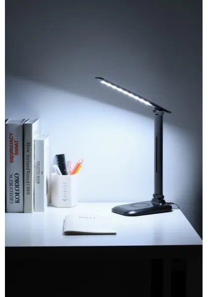 Immax 09106L - Lampada da tavolo LED dimmerabile con ricarica wireless QI LUMI LED/7W/230V nera