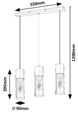 Rabalux 72053 - Lampadario a sospensione con filo RONNO 3xE27/25W/230V
