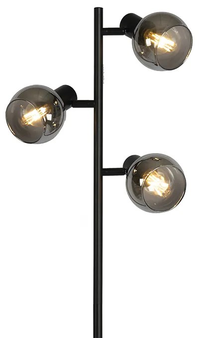 Lampada da terra Art Déco vetro fumé nero 3 luci - VIDRO