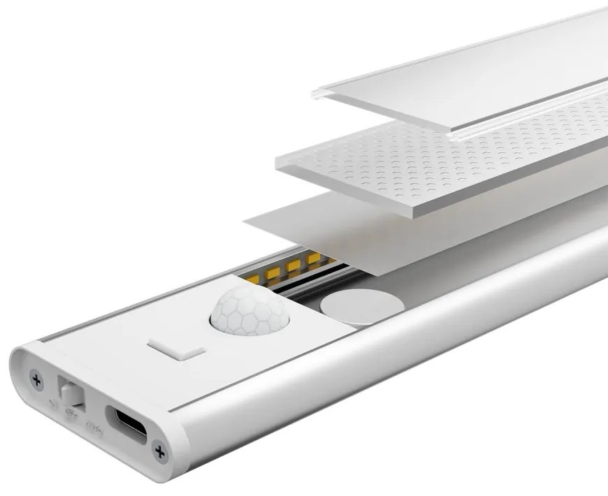 Barra LED 1W Ricaricabile per Armadi, 25cm, CCT Bianco Variabile Colore Bianco Variabile CCT