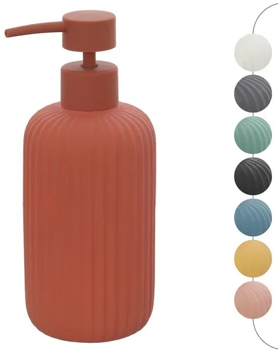 Dispenser sapone rosso in ceramica soft touch capienza 330 ml Spring
