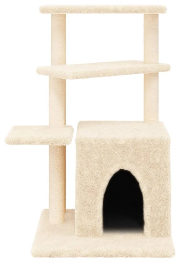 Albero per gatti con tiragraffi in sisal crema 83,5 cm