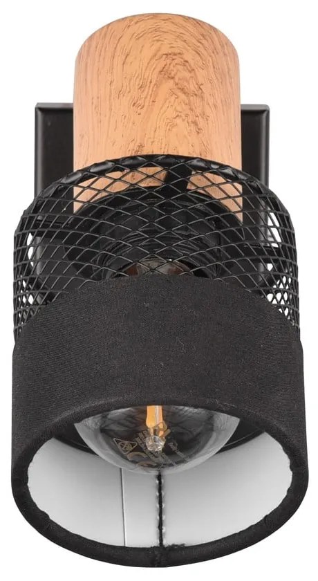 Lampada da parete in nero e naturale ø 7 cm Nandini - Trio