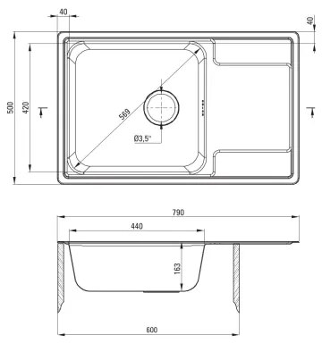 Deante ZEO_011C - Lavello della cucina SOUL 50x79 cm raso