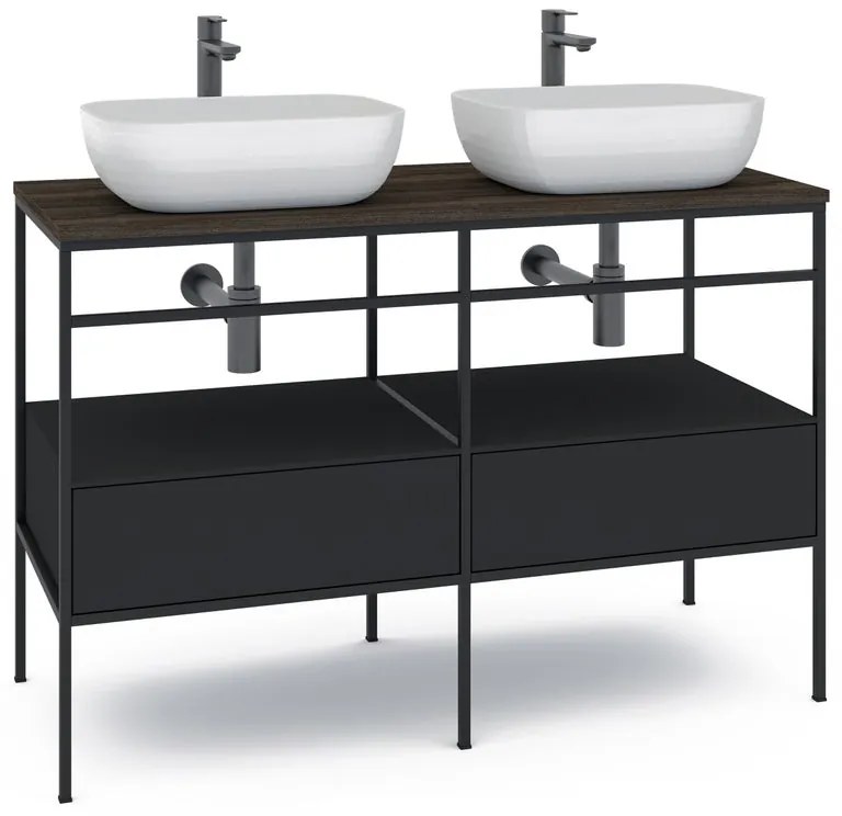 Mobile sottolavabo e lavabo Outline per doppia vasca nero L 120 x H 92 x P 45.5 cm 2 cassetti
