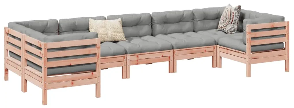 Set divani giardino 7 pz cuscini legno massello abete douglas
