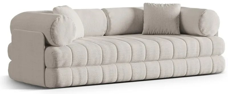 Divano beige allungabile con rivestimento in bouclé 206 cm Kemi – Cosmopolitan Design