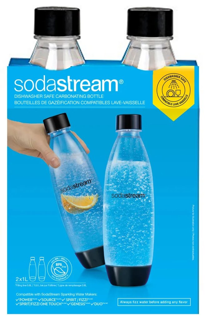 Set 2 bottiglie 1L per gasatori SodaStream