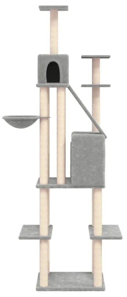 Albero per gatti con tiragraffi in sisal grigio chiaro 201 cm
