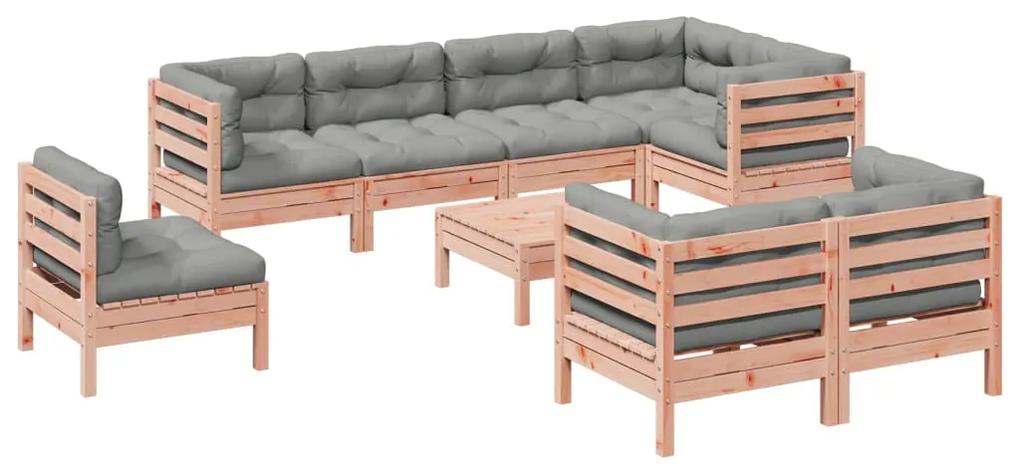 Set divani giardino 9 pz cuscini legno massello abete douglas