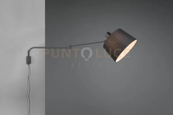 Applique a parete decorativa con paralume nera orientabile e snodab...