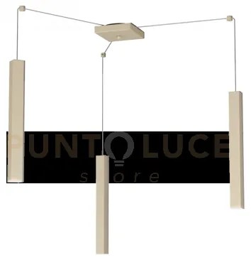 Square tube sospensione 3 luci sabbia cavo cm.250 con base 1173-s3-sa