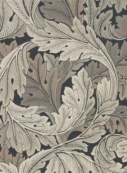 Morris & Co Carta da parati Acanthus - Charcoal/ Grey