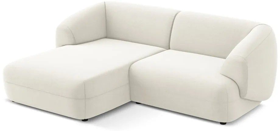 Divano angolare bianco (con penisola a sinistra) con rivestimento in velluto Moana – Makamii