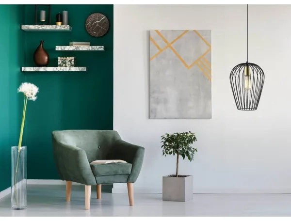 Klausen 111013 - Lampadario a sospensione con filo BLANCHE 1xE27/11W/230V nero