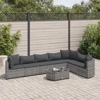 Set Divano da Giardino 8 pz con Cuscini Grigio in Polyrattan 3308386