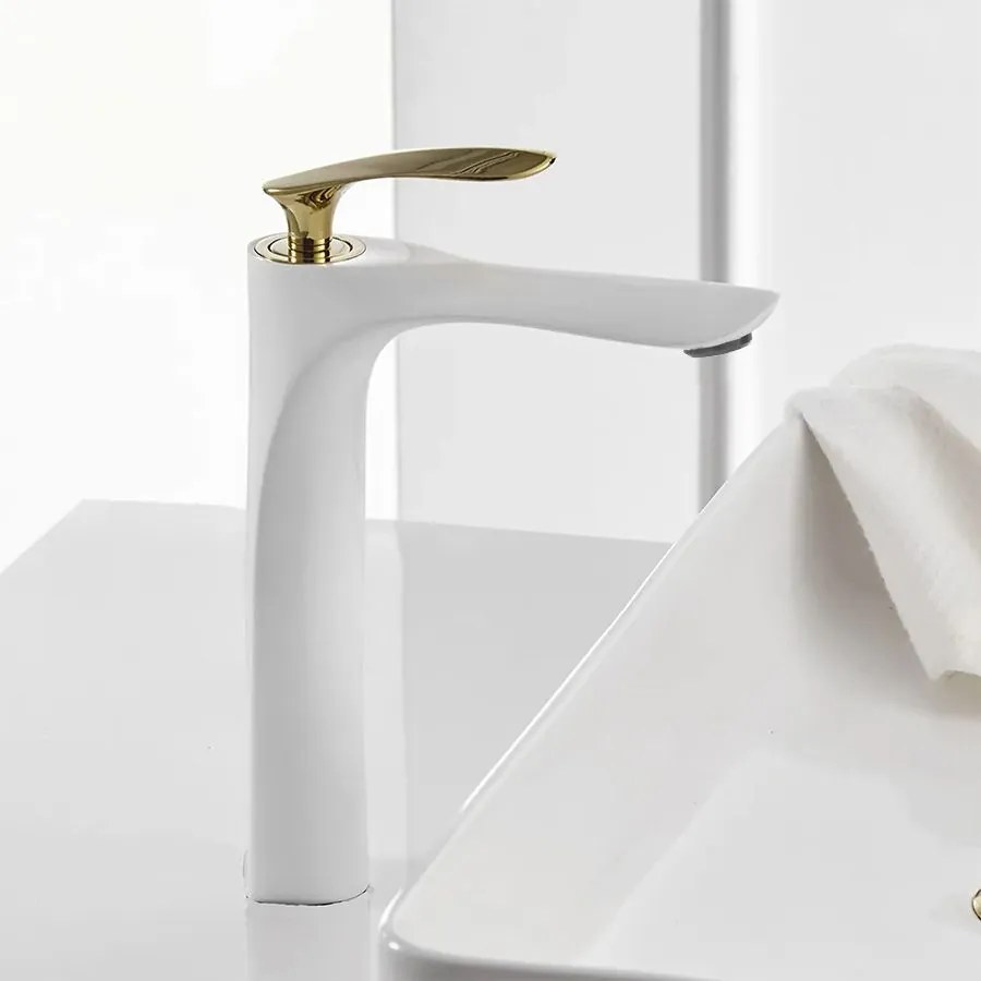 Rubinetto da lavabo Rea Orbit White Gold High