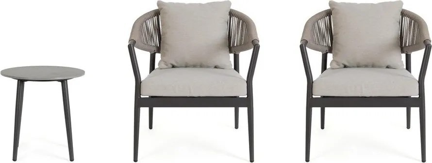 Set di mobili da giardino color kaki/grigio tortora in alluminio per 2 persone Millor – Bizzotto
